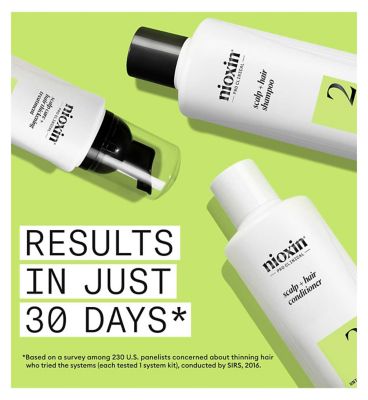 Nioxin Scalp + Hair Thickening System 2 for Natural Hair with Progressed Thinning, Trial Kit