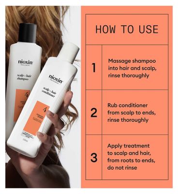 Nioxin Scalp and Hair Thickening System 4 for Coloured, dry and damaged hair Treated Hair with Progressed Thinning, Trial Kit