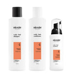 Nioxin Scalp and Hair Thickening System 4 for Coloured, dry and damaged hair Treated Hair with Progressed Thinning, Loyalty Kit