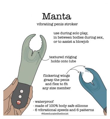 Fun Factory Manta Deep Sea Blue Black Vibrating Male Stroker
