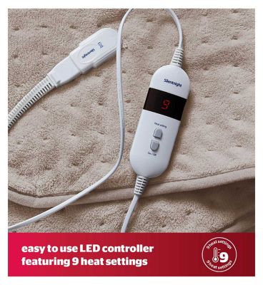 Silentnight Comfort Control Heated Throw - 9 Heat Settings - Natural