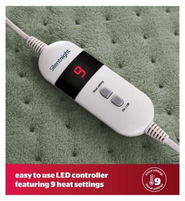 Silentnight Comfort Control Heated Throw - 9 Heat Settings - Sage