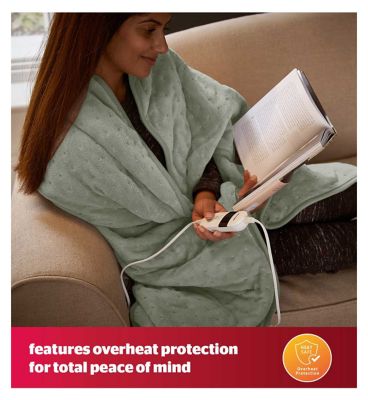 Silentnight Comfort Control Heated Throw - 9 Heat Settings - Sage