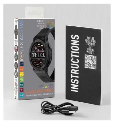 Reflex Active Series 43 Black Silicone Strap GPS Sports Smart Calling Watch