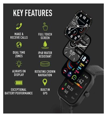 Reflex Active Series 44 Black Silicone Amoled GPS Sports Smart Calling Watch