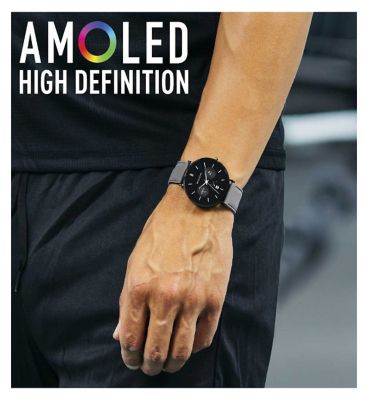 Reflex Active Series 42 Black Mesh and Grey Silicone Strap Amoled Ultra Slim Smart Calling Watch Set