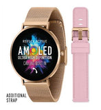 Reflex Active Series 42 Rose Gold Mesh and Pink Silicone Strap Amoled Ultra Slim Smart Calling Watch Set