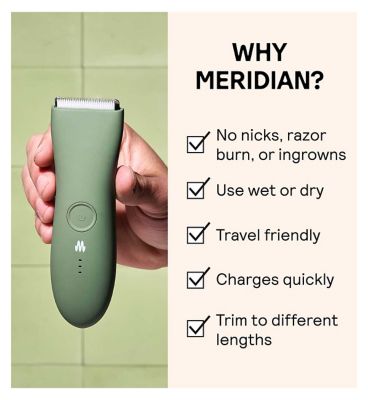 MERIDIAN Trimmer Original - Sage, Electric Body Hair, Pubic Hair & Bikini Trimmer for Men & Women