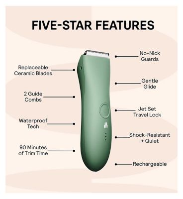 MERIDIAN Trimmer Premium - Sage, Electric Body Hair, Pubic Hair & Bikini Trimmer for Men & Women