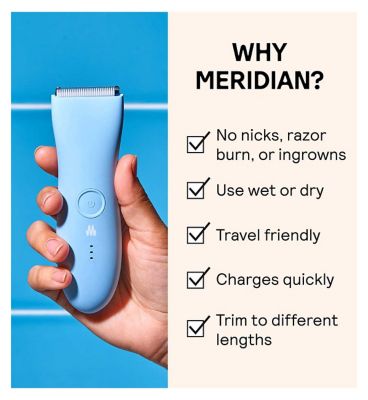 MERIDIAN Trimmer Premium - Sky, Electric Body Hair, Pubic Hair & Bikini Trimmer for Men & Women