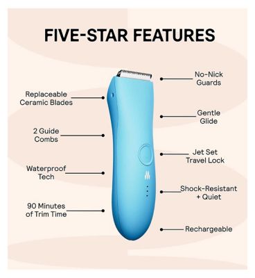 MERIDIAN Trimmer Premium - Sky, Electric Body Hair, Pubic Hair & Bikini Trimmer for Men & Women