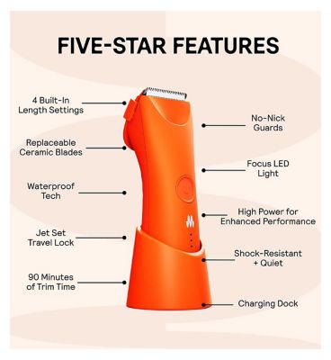 MERIDIAN Trimmer Plus - Blaze, Electric Body Hair, Pubic & Bikini Trimmer for Men & Women