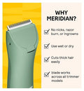 MERIDIAN Body Hair Trimmer Signature Ceramic Blade, Single Replacement Blade, Sage
