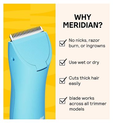 MERIDIAN Body Hair Trimmer Signature Ceramic Blade, Single Replacement Blade, Sky