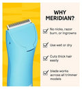 MERIDIAN Body Hair Trimmer Signature Ceramic Blade, Single Replacement Blade, Sky
