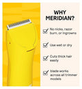MERIDIAN Body Hair Trimmer Signature Ceramic Blade, Single Replacement Blade, Solar