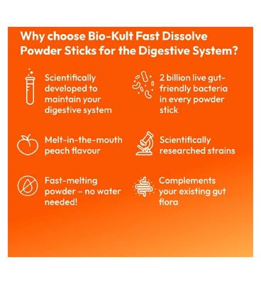 Bio-Kult Fast Dissolve Powder Sticks, Peach Flavour - 30 Sticks