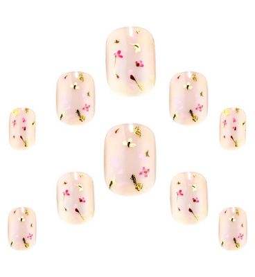 Elegant Touch Petite Gel Finish Garden Blooms False Nails With Glue 24s