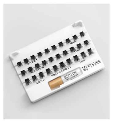 Eylure Faux Mink Clusters Volume 01 False Lashes Pair and Lash Adhesive 1ml