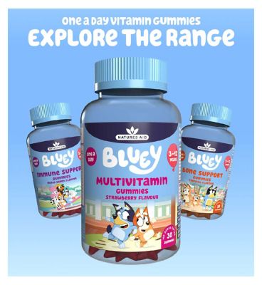 Natures Aid Bluey Gummies Multivitamin Strawberry Flavor Gummies 30s