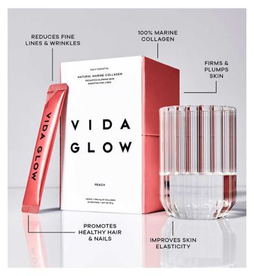 VIDA GLOW Natural Marine Collagen Peach - 30 x 3g sachets