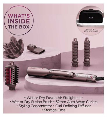 Shark FlexFusion Straight 5-in-1 Air & Ceramic Styling,Drying & Straightening System with Storage Case HD652SUK – Cosmic Blush