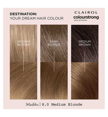 Clairol Colour Strong Permanent Hair Dye 8.0 Medium Blonde 199ml
