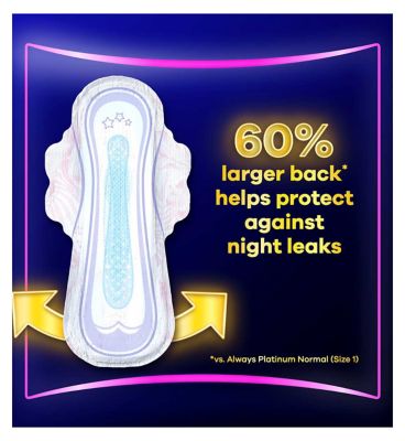 Always Platinum Secure Night (Size 4) Pads Wings 12 Sanitary Towels