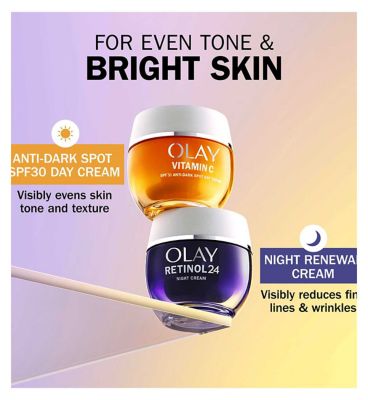 Olay Vitamin C SPF30 Day Cream 50ml & Olay Retinol 24 Night Cream 50ml Bundle