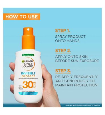 Garnier Ambre Solaire Invisible Protect SPF30 Suncream Spray 150ml