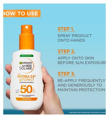 Garnier Ambre Solaire Hydra 24H Protect SPF50 Suncream Spray 150ml