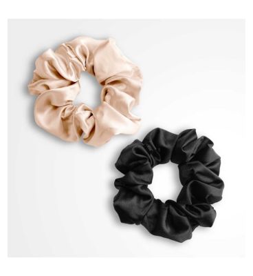 Silver Cloud Mixed Large Satin Scrunchies 2 Pack