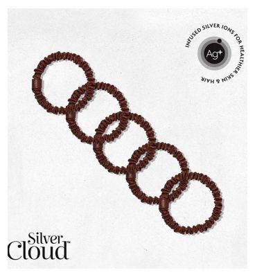 Silver Cloud Chocolate Skinny Satin Scrunchies 5 Pack