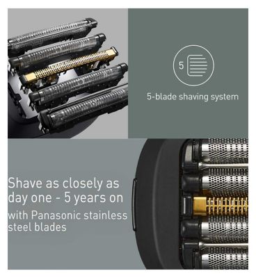 Panasonic Advanced 5 Blade Wet & Dry Compact Electric Shaver with Responsive Beard Sensor+. ES-PV3B Series 900S, Japanese Blades