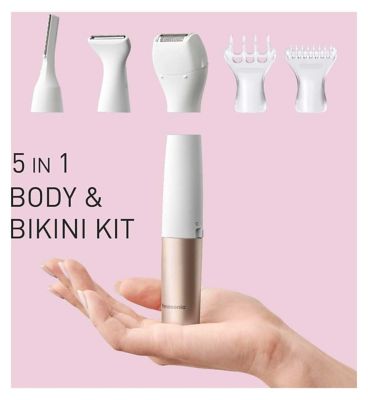 Panasonic 5-in-1 Body & Bikini Trimming Kit, Wet & Dry, Powerful Motor for Comfortable Trimming, ES-WM31 Portable Body Care Tool