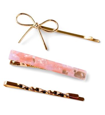 Boots Bow Metal Hair Grip x 3