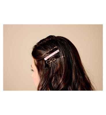Boots Bow Metal Hair Grip x 3