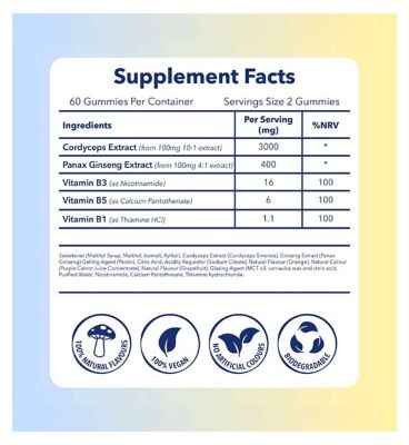 Moosh Mushroom Gummies Energy (Citrus Orange) 60 Gummies