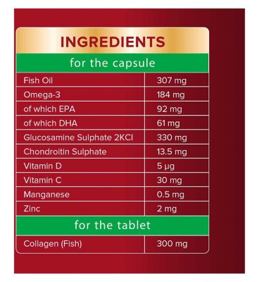 Seven Seas JointCare + Collagen with Omega-3 and Glucosamine, 30 Capsules +30 Tablets