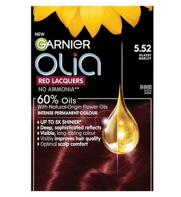 Garnier Olia Permanent Hair Dye Red Lacquers 5.52 Glassy Merlot
