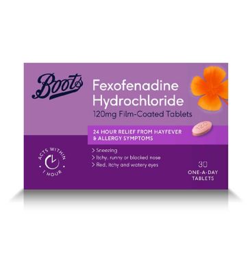 Boots Fexofenadine Hydrochloride 120mg Film-Coated Tablets - 30 Tablets