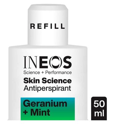 INEOS Skin Science Geranium + Mint Antiperspirant Deodorant Roll On Refill 50ml