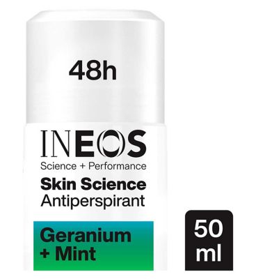 INEOS Skin Science Geranium + Mint Antiperspirant Deodorant Roll On 50ml