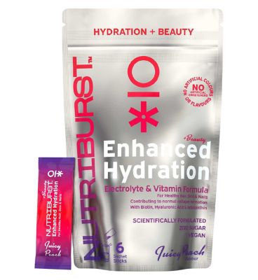 Nutriburst Enhanced Hydration and Beauty Powder Juicy Peach Sachets 3g 6s