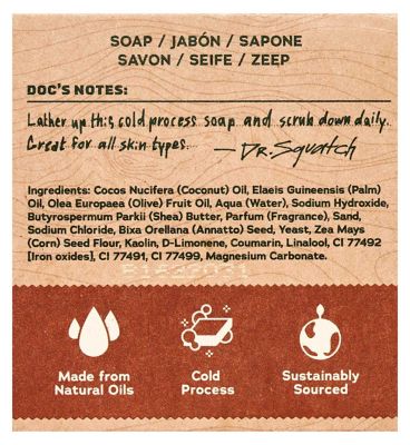 Dr. Squatch Natural Soap Bar Wood Barrel Bourbon 141.7g