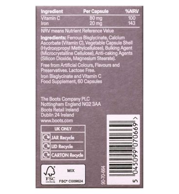 Modern Chemistry Iron Bisglycinate + Vitamin C Capsules 60s