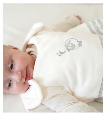 Sweet Dreamers Organic Cotton Baby Sheeping Bag Embroidered Grey Stripe 0-6 Months 2.5 Tog