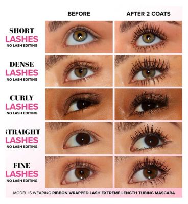 Too Faced Ribbon Wrapped Lash Extreme Length Tubing Mascara Black Travel Size 4.7ml