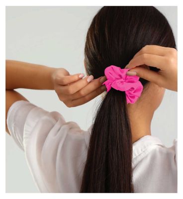 Silver Cloud Mixed Fuchsia Satin Scrunchies Double Pack