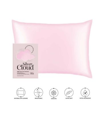 Silver Cloud Pink Fluffy Eye Mask and Pink Pillowcase